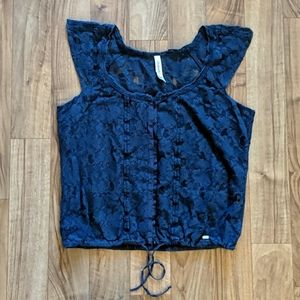 ❤ Aeropostale Dark Blue Flutter Sleeve Crop